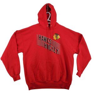 Chicago Blackhawks Shirt Men's Long Sleeve Hooded Sweatshirt Drawstring Red XL